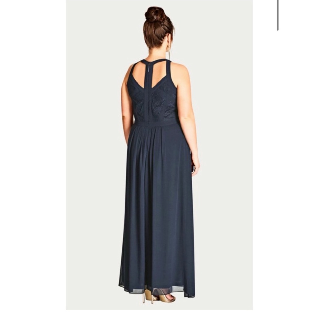 SALE! City Chic Panelled Bodice Maxi Navy Dress - Picture 3 of 3
